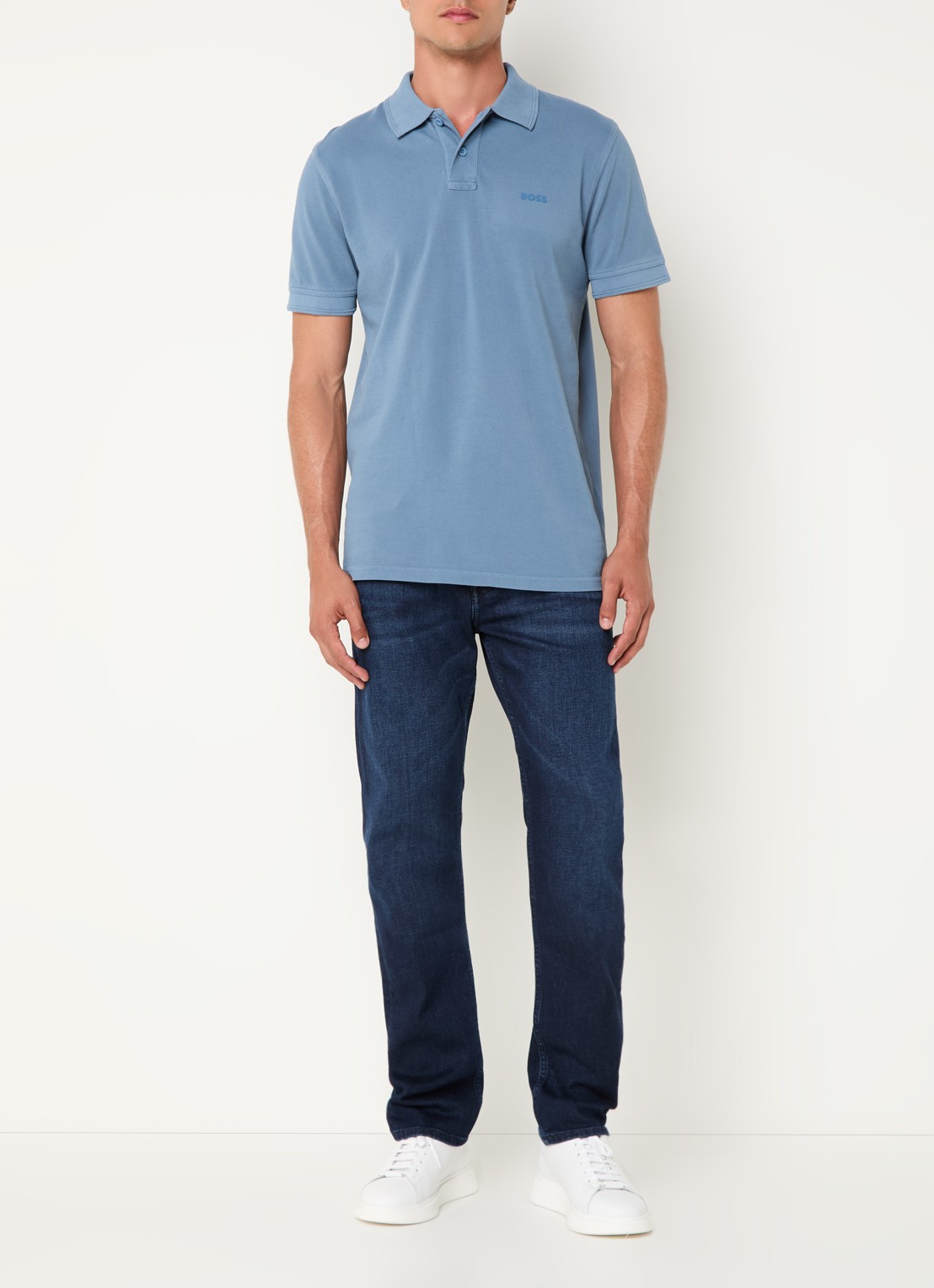 BOSS Prime regular fit polo van piqué katoen met logo - voorkant 4 open blue-472 / blauw