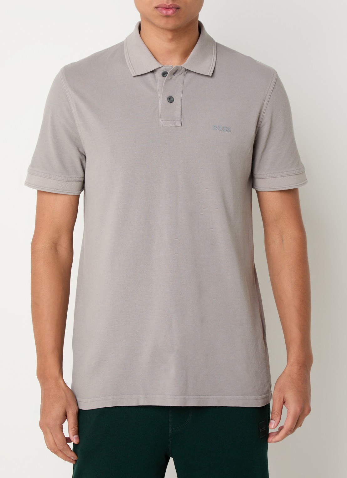 BOSS Prime regular fit polo van piqué katoen met logo - detail open grey-063 / grijs