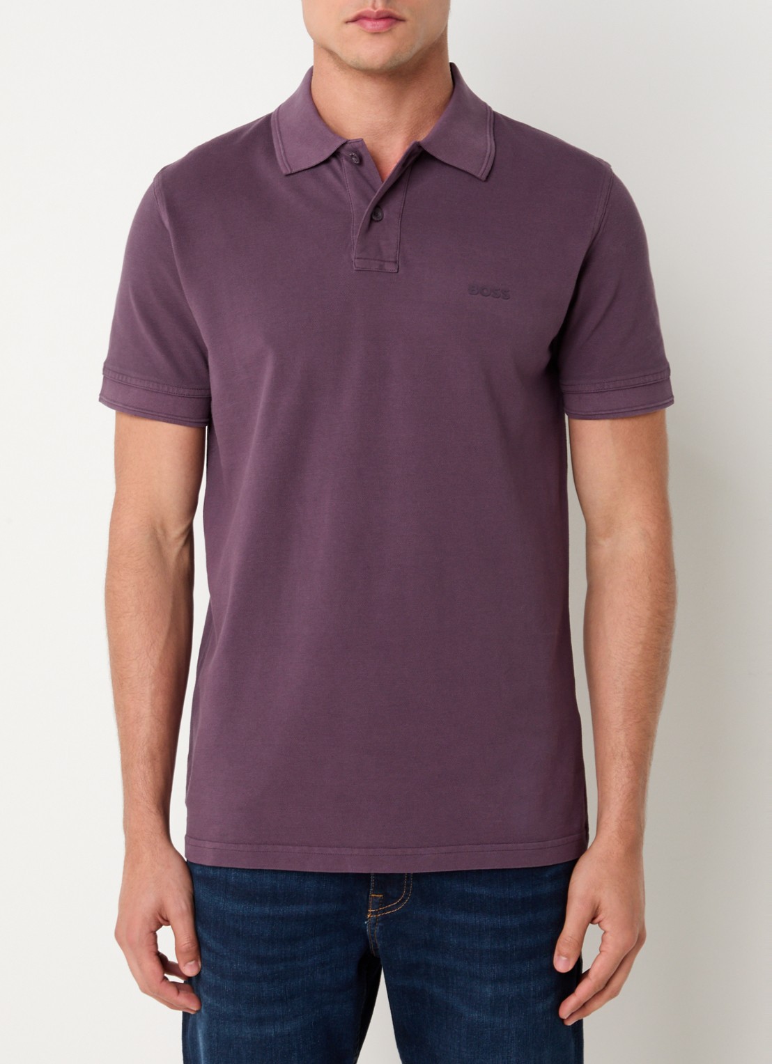 BOSS Prime regular fit polo van piqué katoen met logo - detail 2 open purple-543 / paars