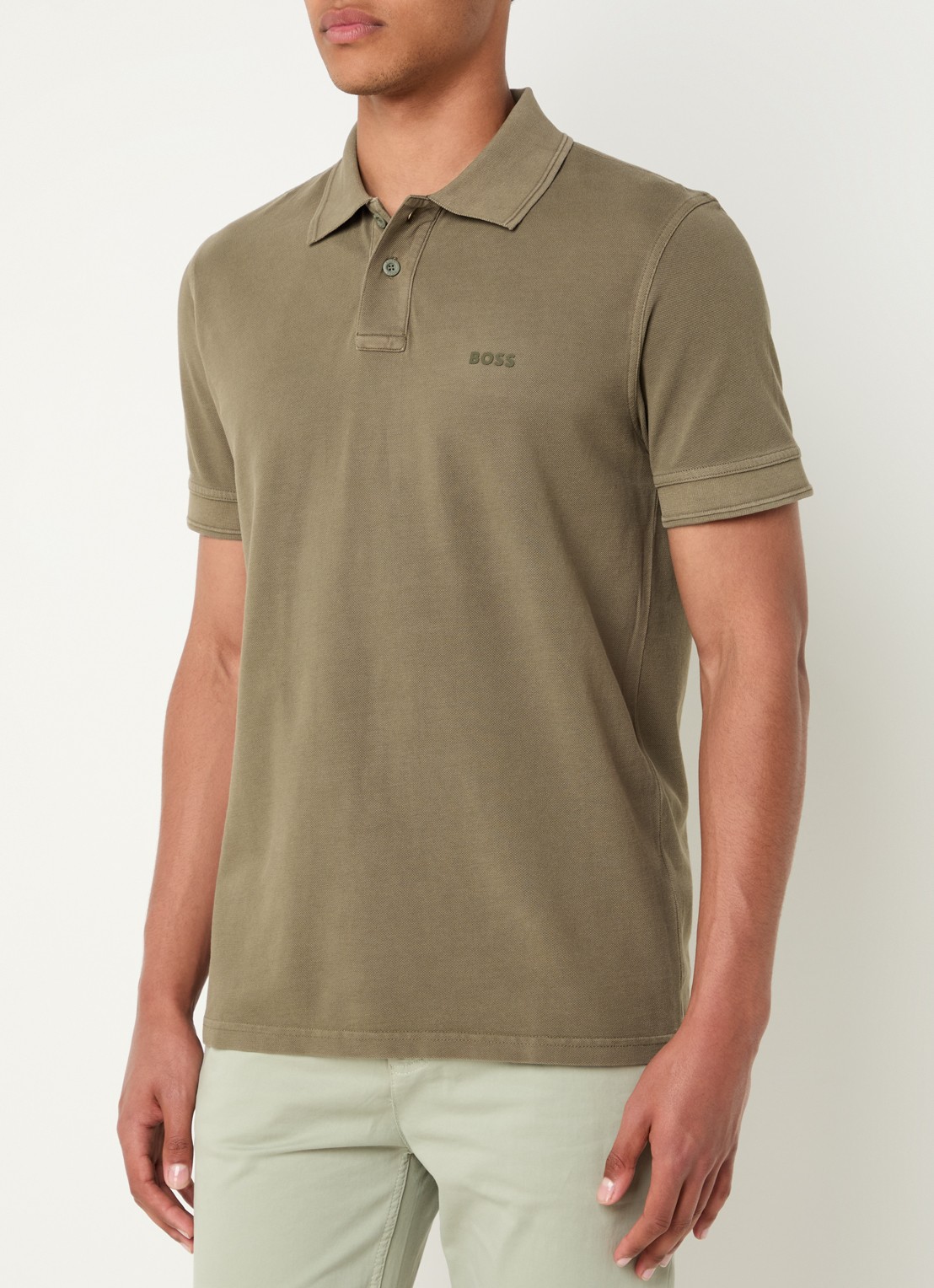 BOSS Prime regular fit polo van piqué katoen met logo - detail open green-342 / groen