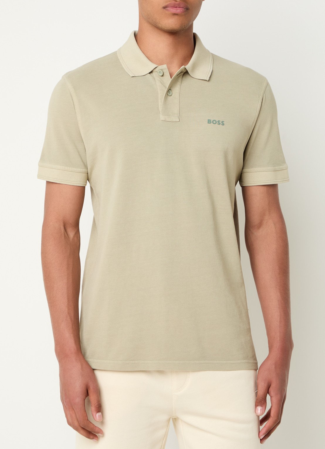 BOSS Prime regular fit polo van piqué katoen met logo - detail 4 open green-370 / groen