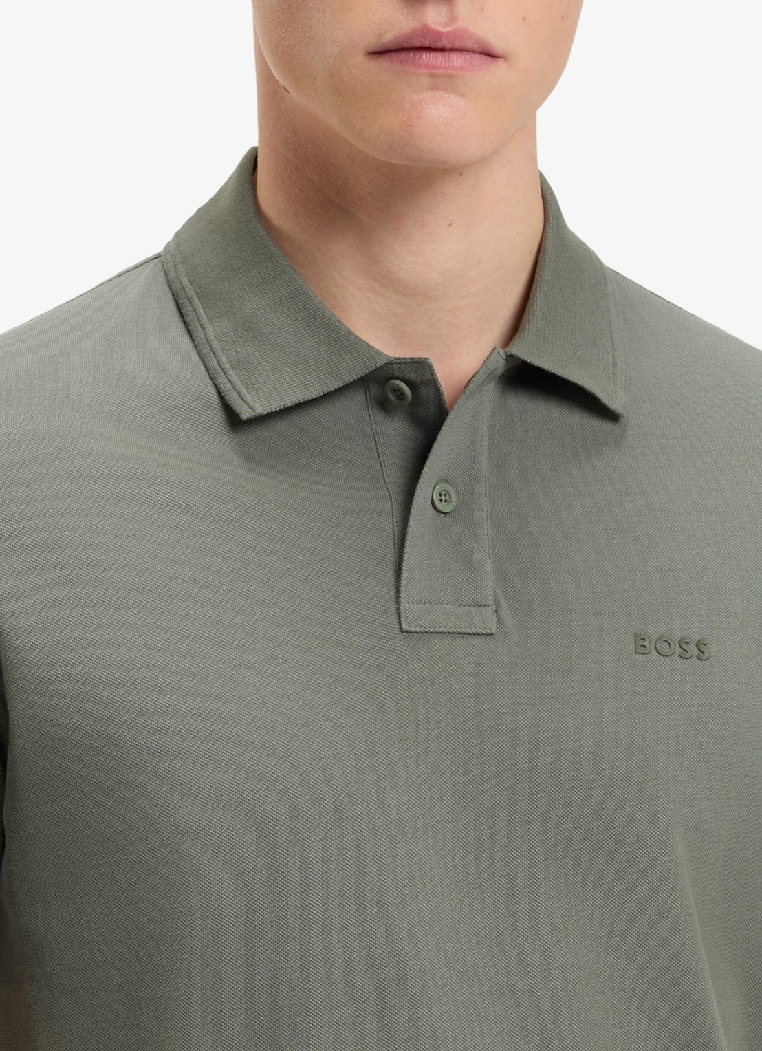 BOSS Prime regular fit polo van piqué katoen met logo - detail 4 open grey-076 / grijs