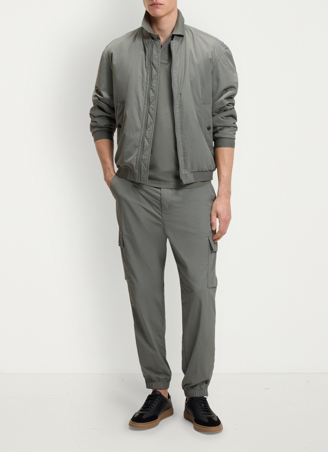 BOSS Prime regular fit polo van piqué katoen met logo - voorkant 2 open grey-076 / grijs