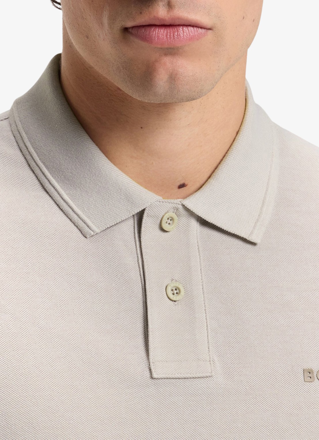 BOSS Prime regular fit polo van piqué katoen met logo - detail 2 open grey-070 / grijs