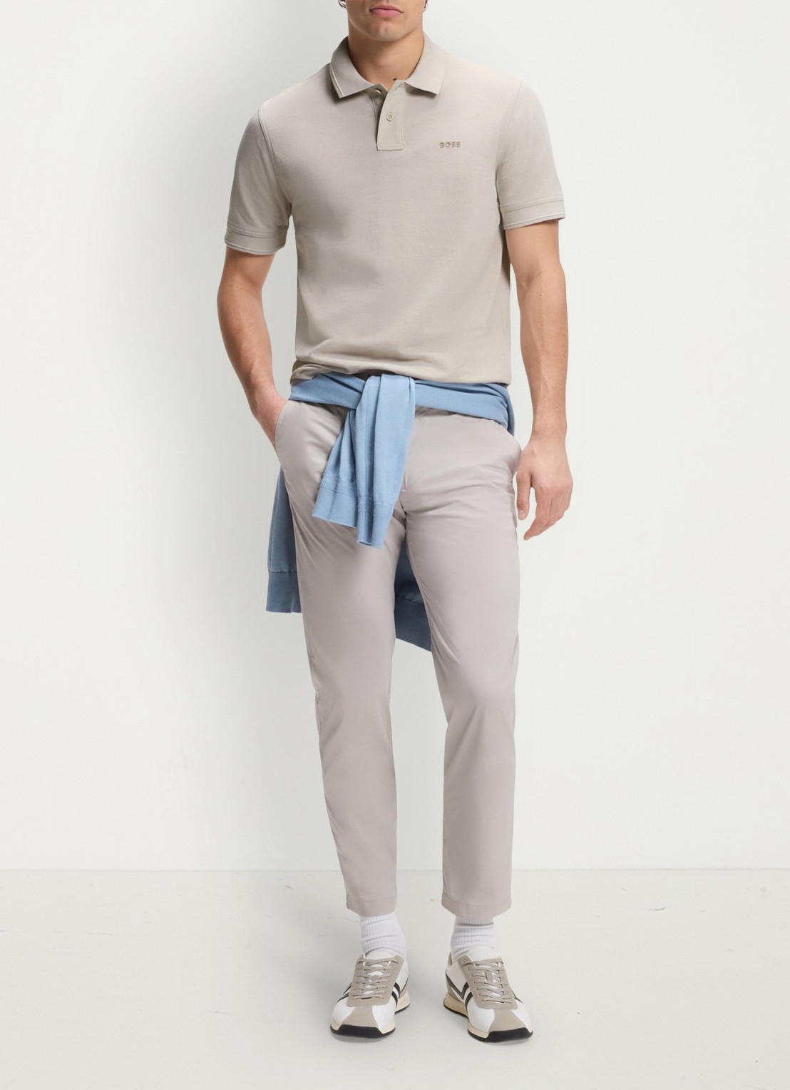 BOSS Prime regular fit polo van piqué katoen met logo - voorkant 5 open grey-070 / grijs