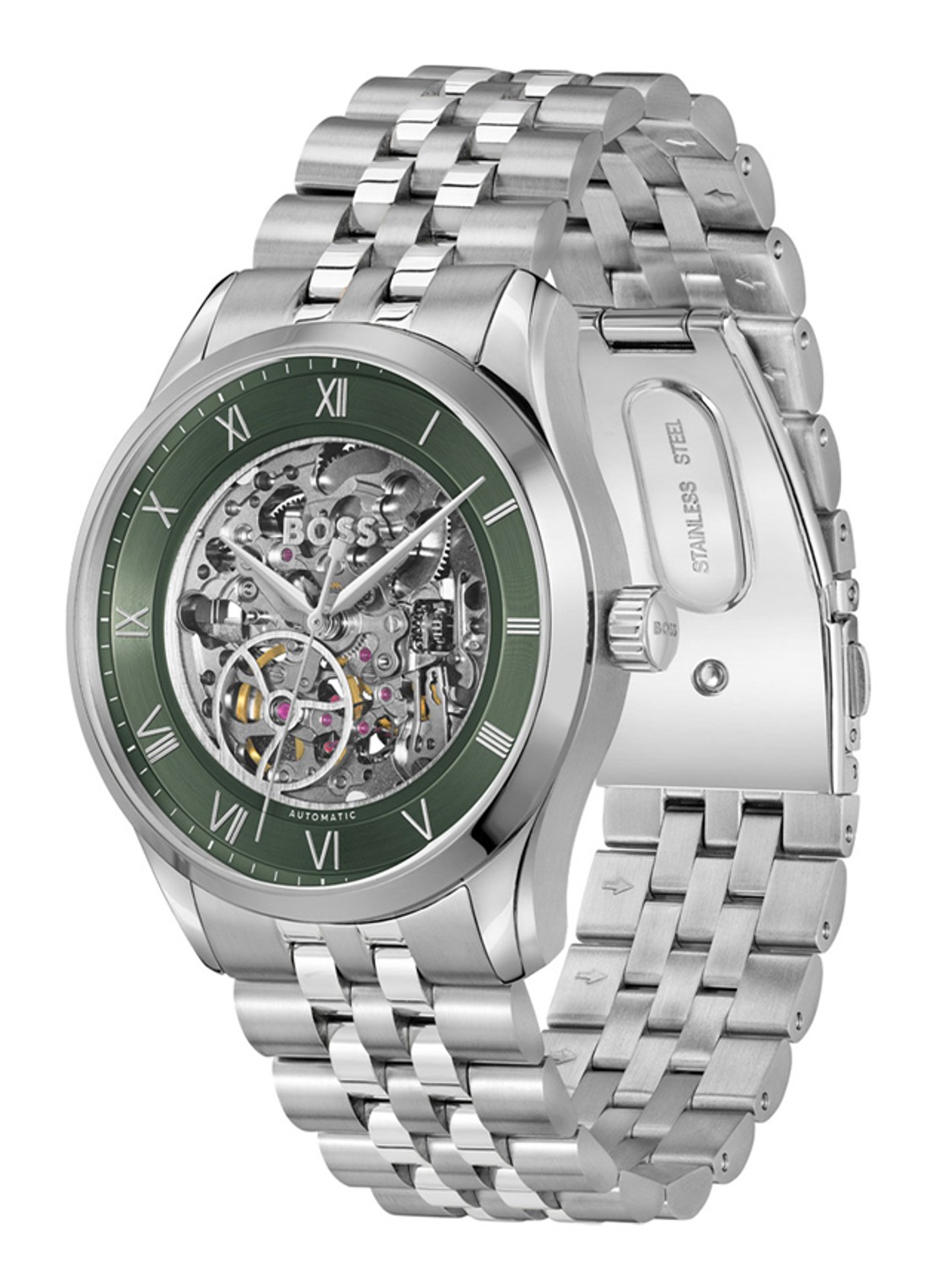 BOSS Principe Skeleton horloge HB1514236 - detail zilver