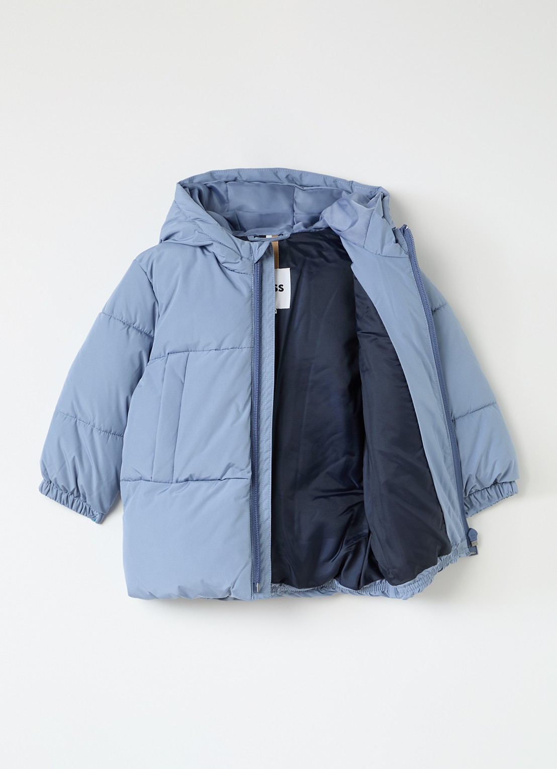 BOSS Puffer jack met steekzakken - voorkant 3 staalblauw