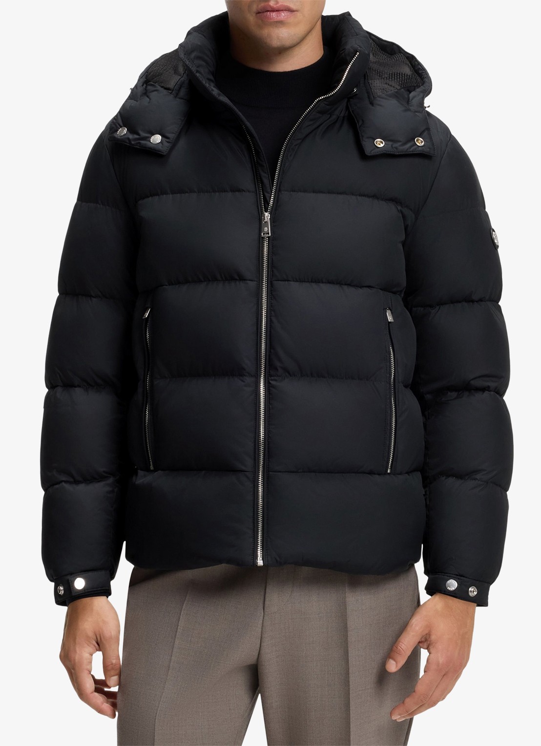 BOSS Puffer jas met capuchon - detail 3 zwart