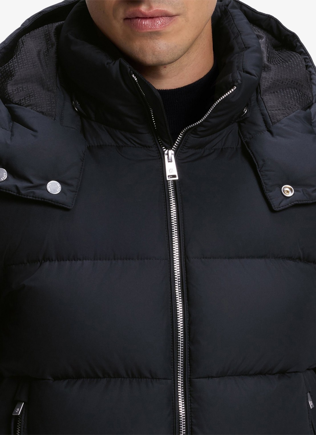 BOSS Puffer jas met capuchon - detail 4 zwart