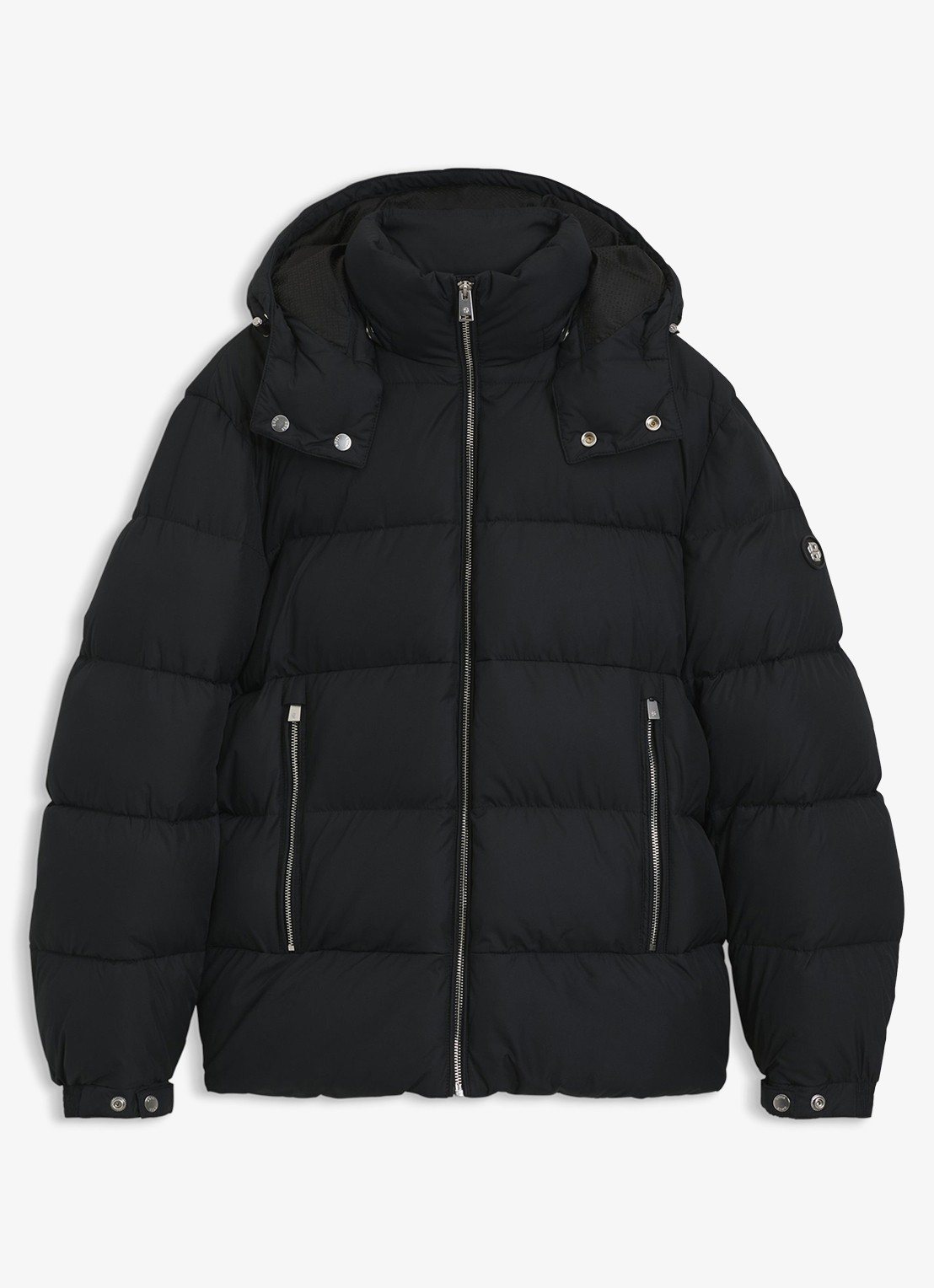 BOSS Puffer jas met capuchon - voorkant zwart