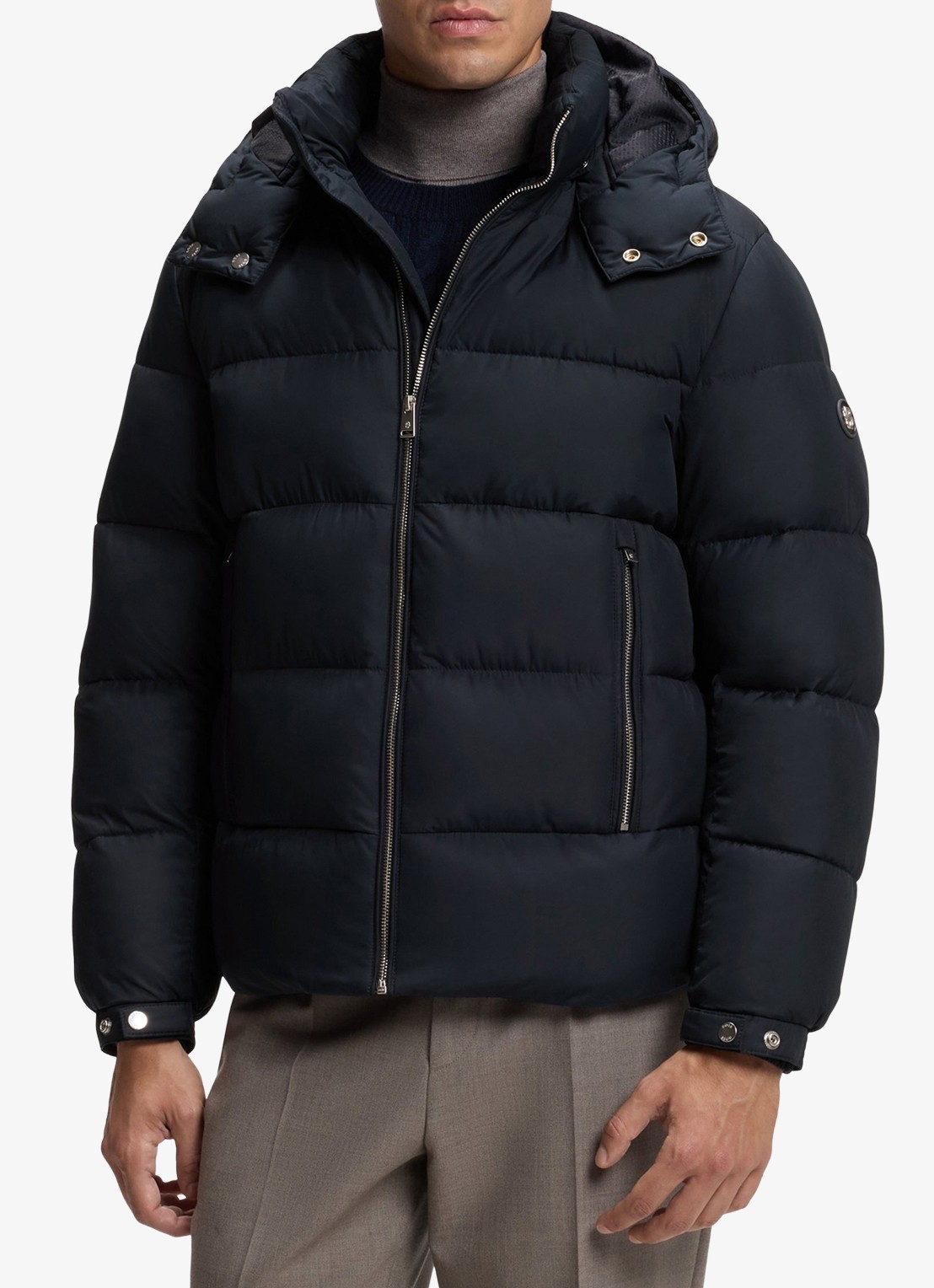 BOSS Puffer jas met capuchon - detail 3 blauw