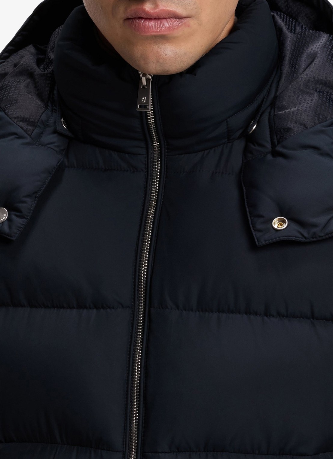 BOSS Puffer jas met capuchon - detail 4 blauw