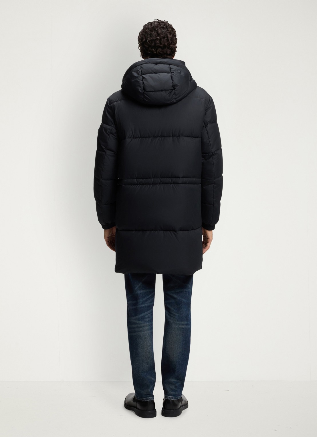 BOSS Puffer jas met capuchon - achterkant blauw