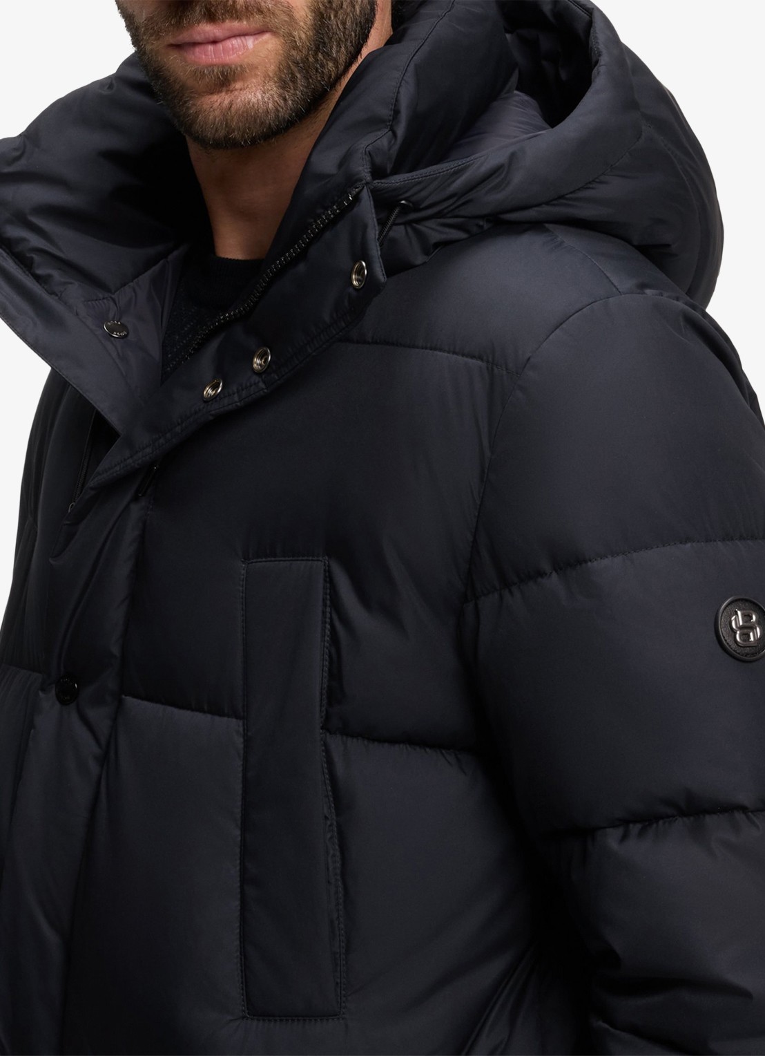 BOSS Puffer jas met capuchon - detail 5 blauw