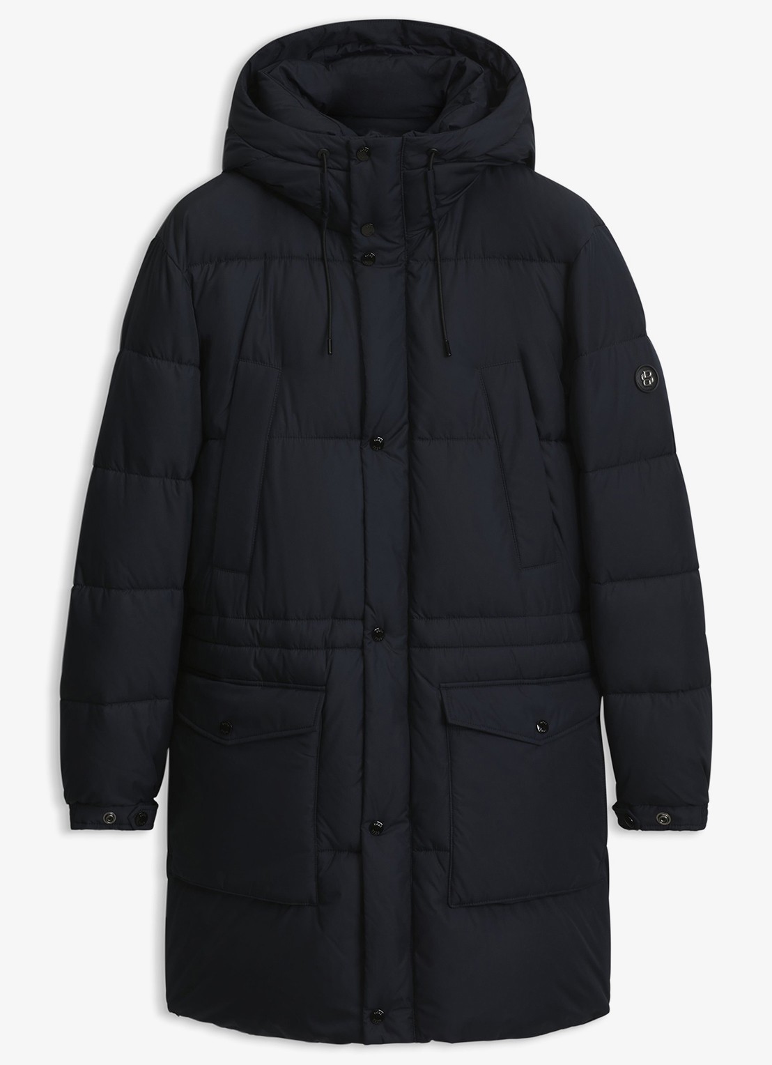 BOSS Puffer jas met capuchon - voorkant 2 blauw