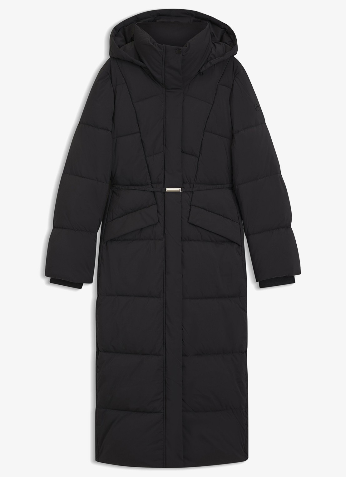 BOSS Puffer jas met ceintuur - voorkant zwart