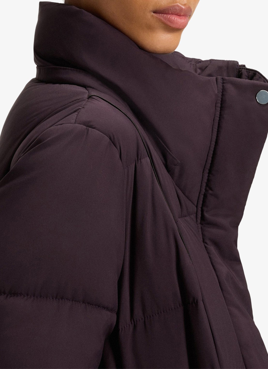 BOSS Puffer jas met ceintuur - detail 3 paars