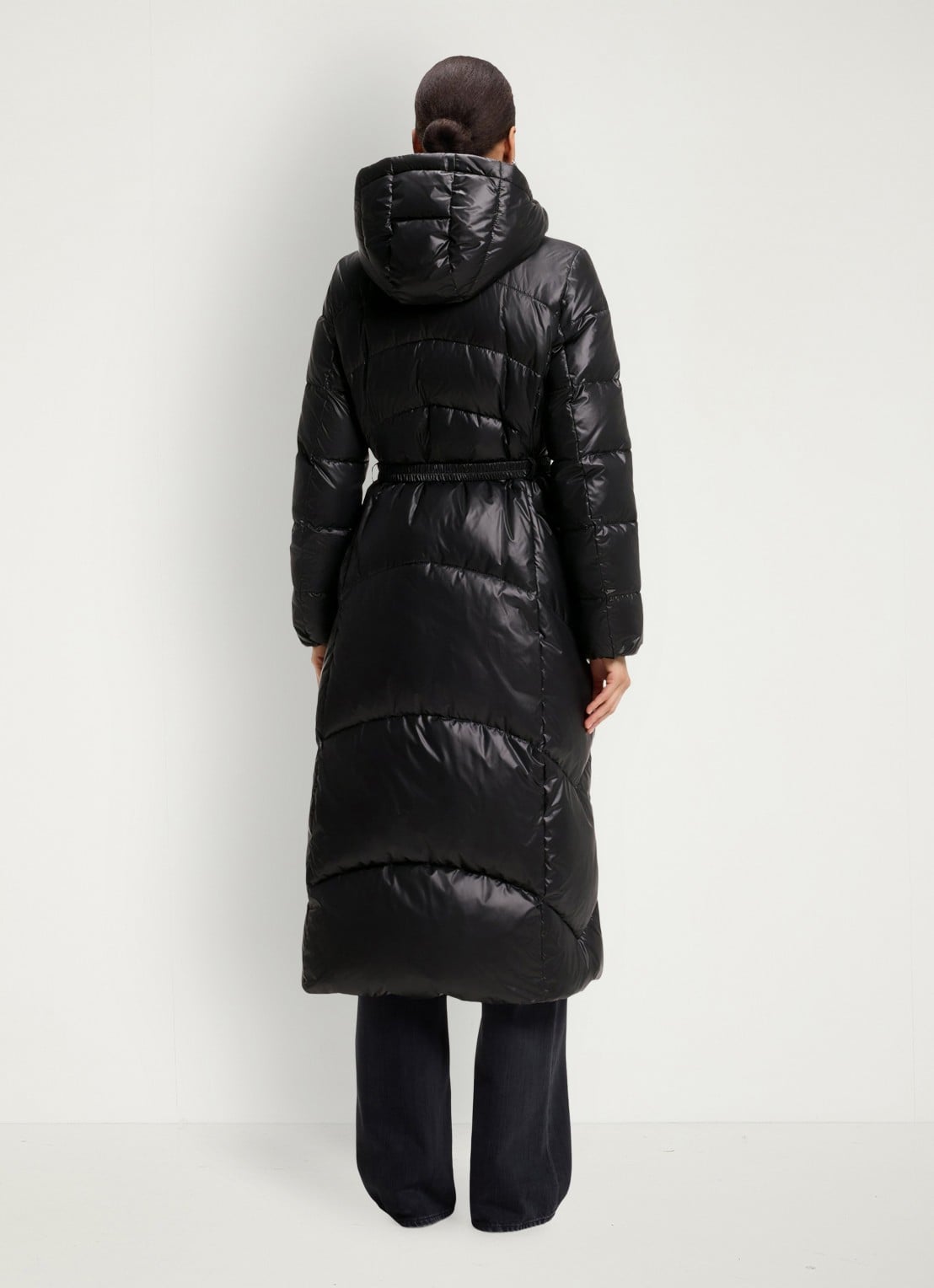 BOSS Puffer jas met ceintuur - achterkant 6 zwart