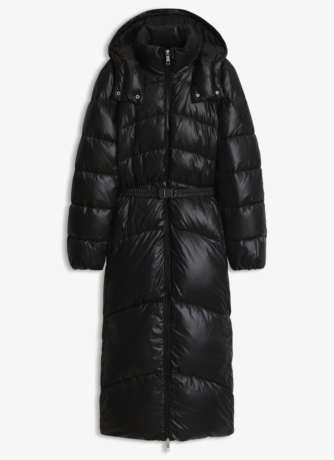 BOSS Puffer jas met ceintuur - voorkant 4 zwart