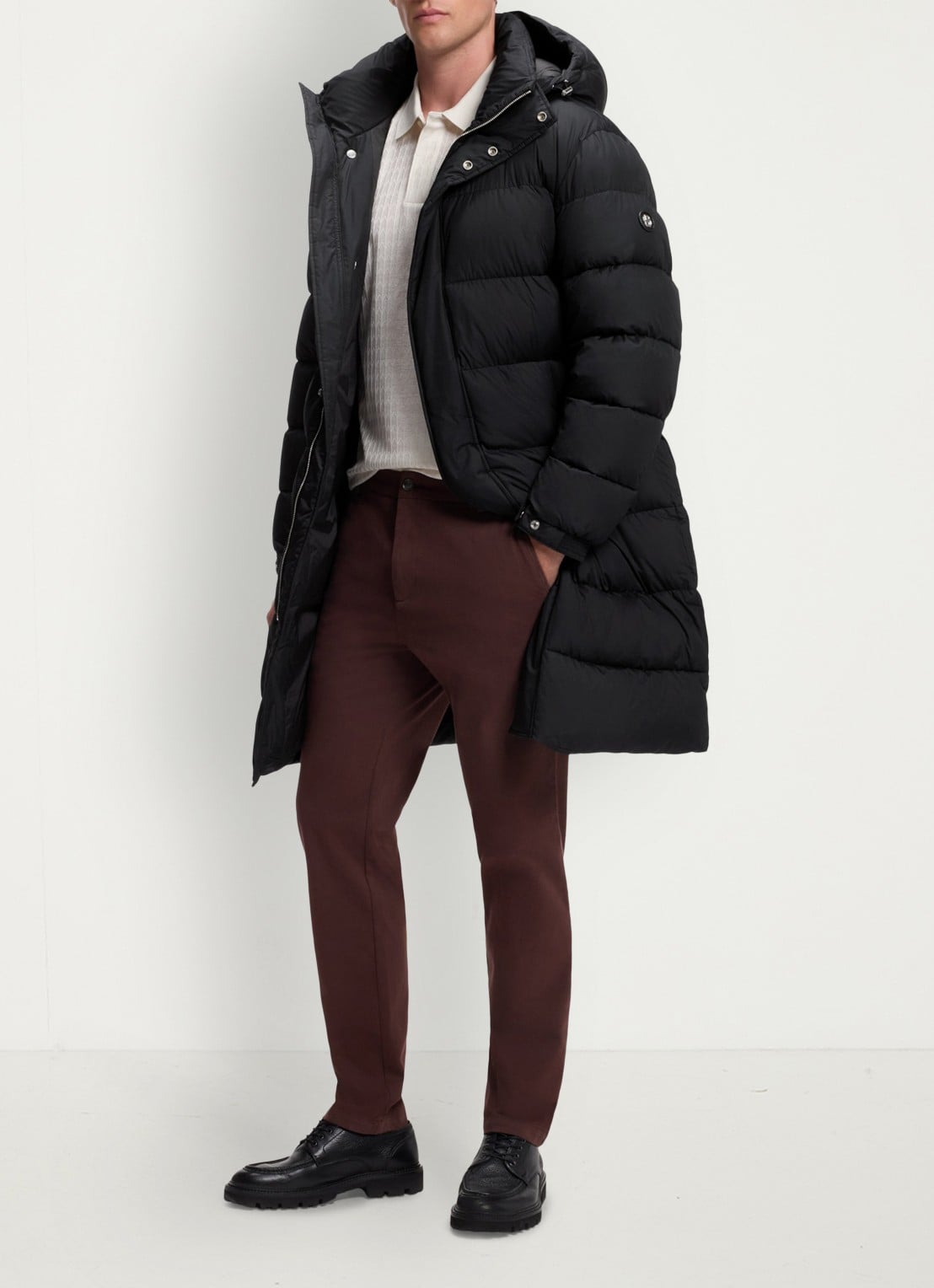 BOSS Puffer jas met waterafstotende coating - voorkant 2 zwart