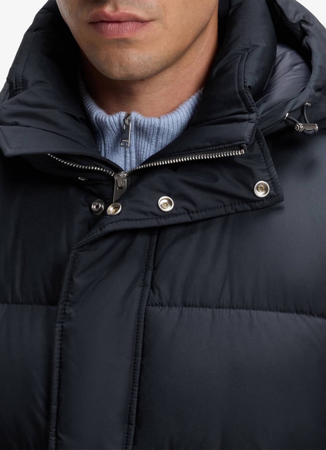 BOSS Puffer jas met waterafstotende coating - detail blauw
