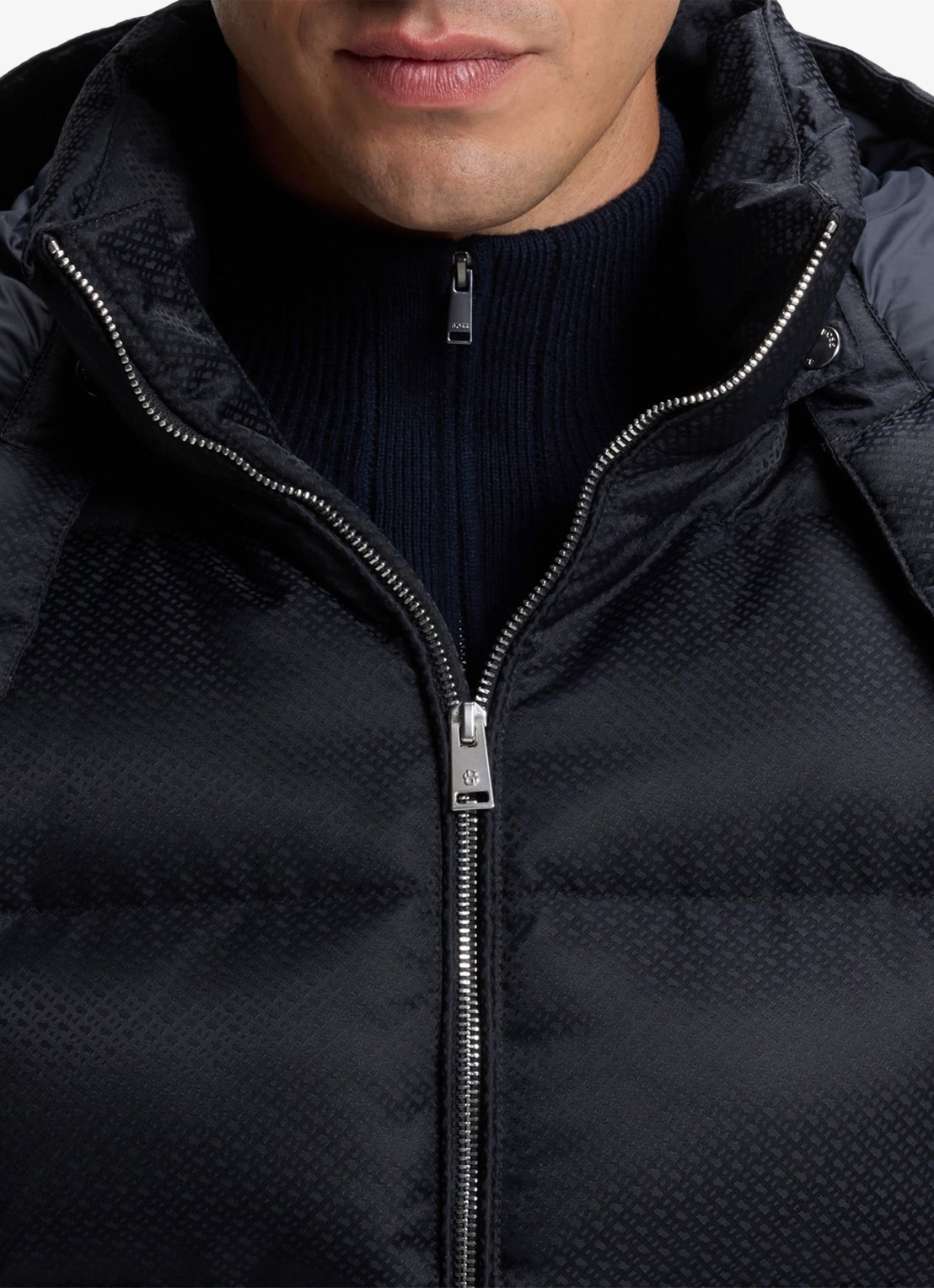 BOSS Pufferjack met capuchon en waterafstotende coating - detail 2 blauw