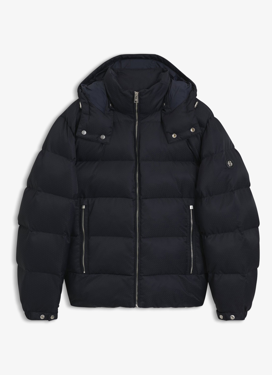 BOSS Pufferjack met capuchon en waterafstotende coating - voorkant 5 blauw
