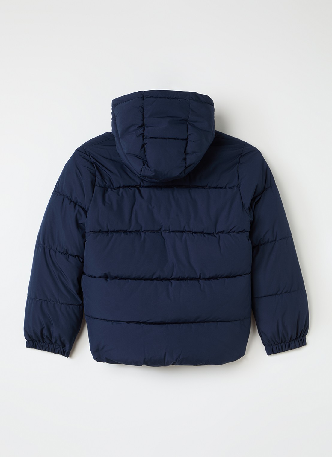 BOSS pufferjack met logo - achterkant donkerblauw