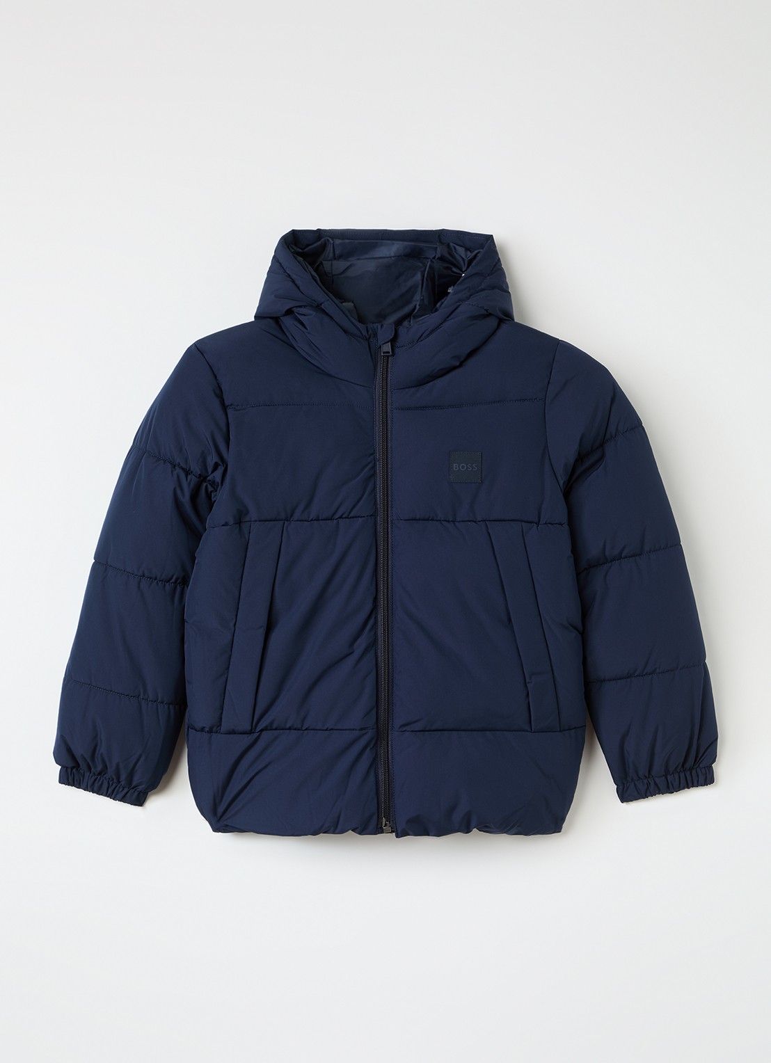 BOSS pufferjack met logo - voorkant 2 donkerblauw