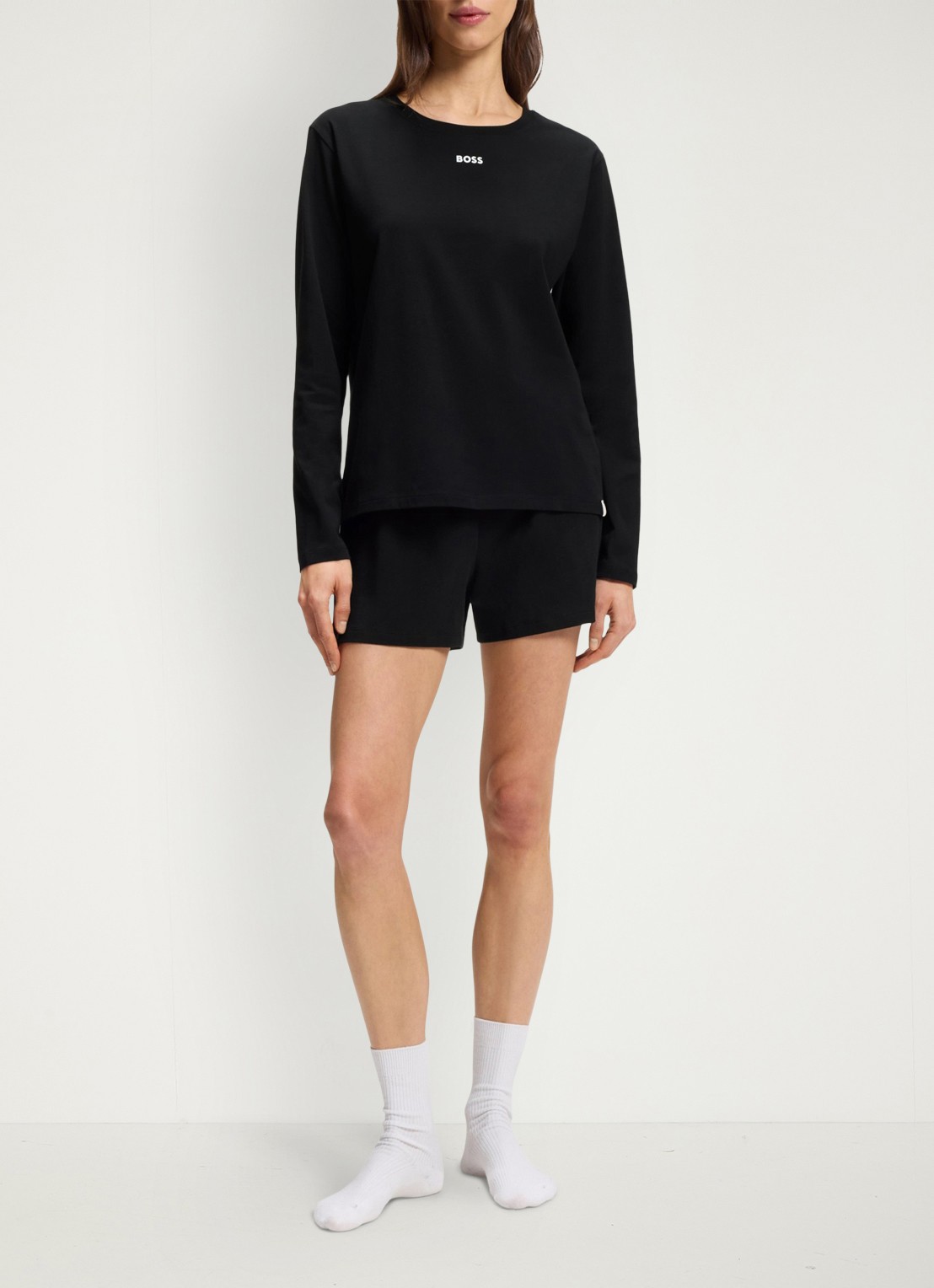 BOSS Pyjama top met logo  - voorkant 2 zwart