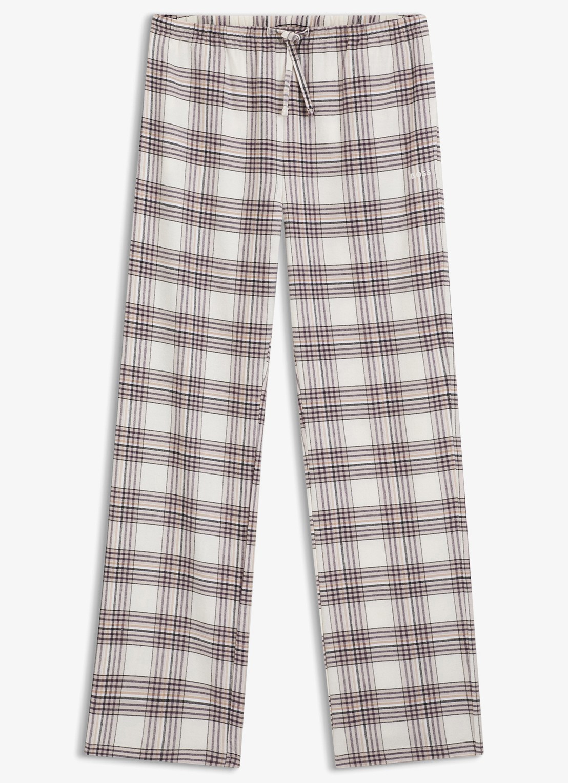 BOSS Pyjamabroek met ruitdessin - voorkant gebroken wit
