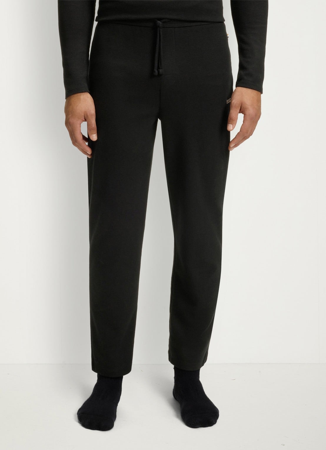 BOSS Pyjamabroek met structuur en logo - detail 3 zwart