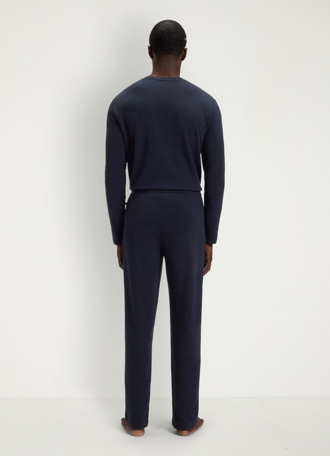 BOSS Pyjamabroek met structuur en logo - achterkant donkerblauw