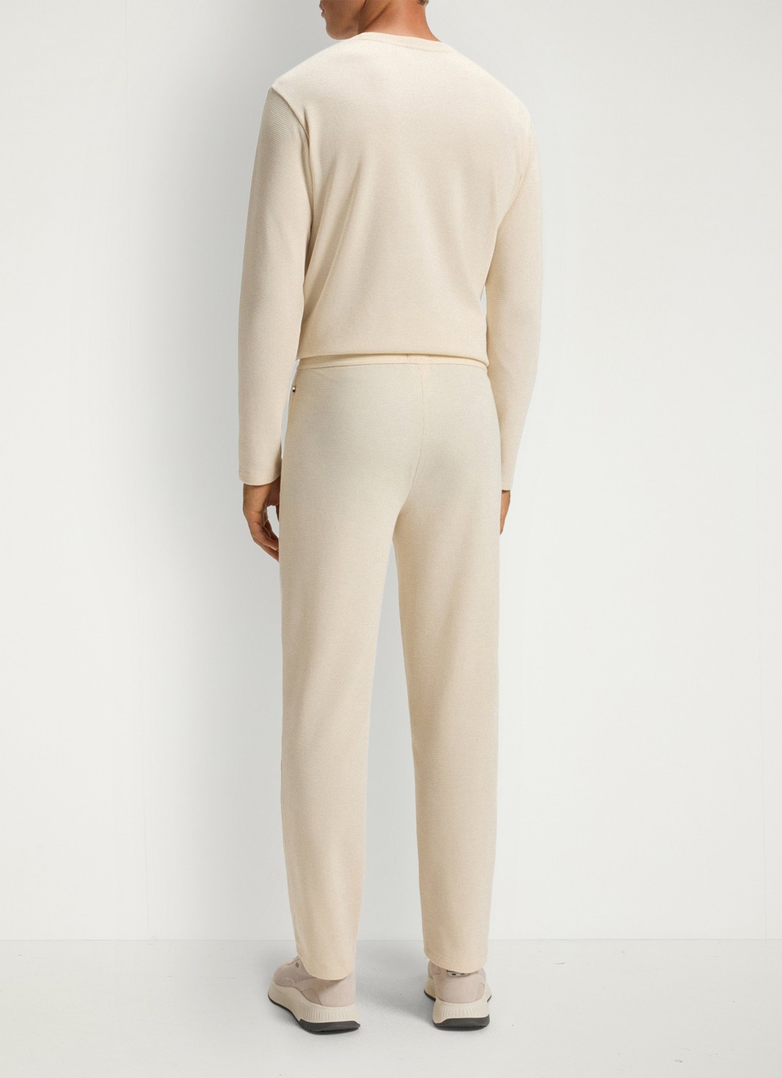 BOSS Pyjamabroek met structuur en logo - achterkant 3 creme