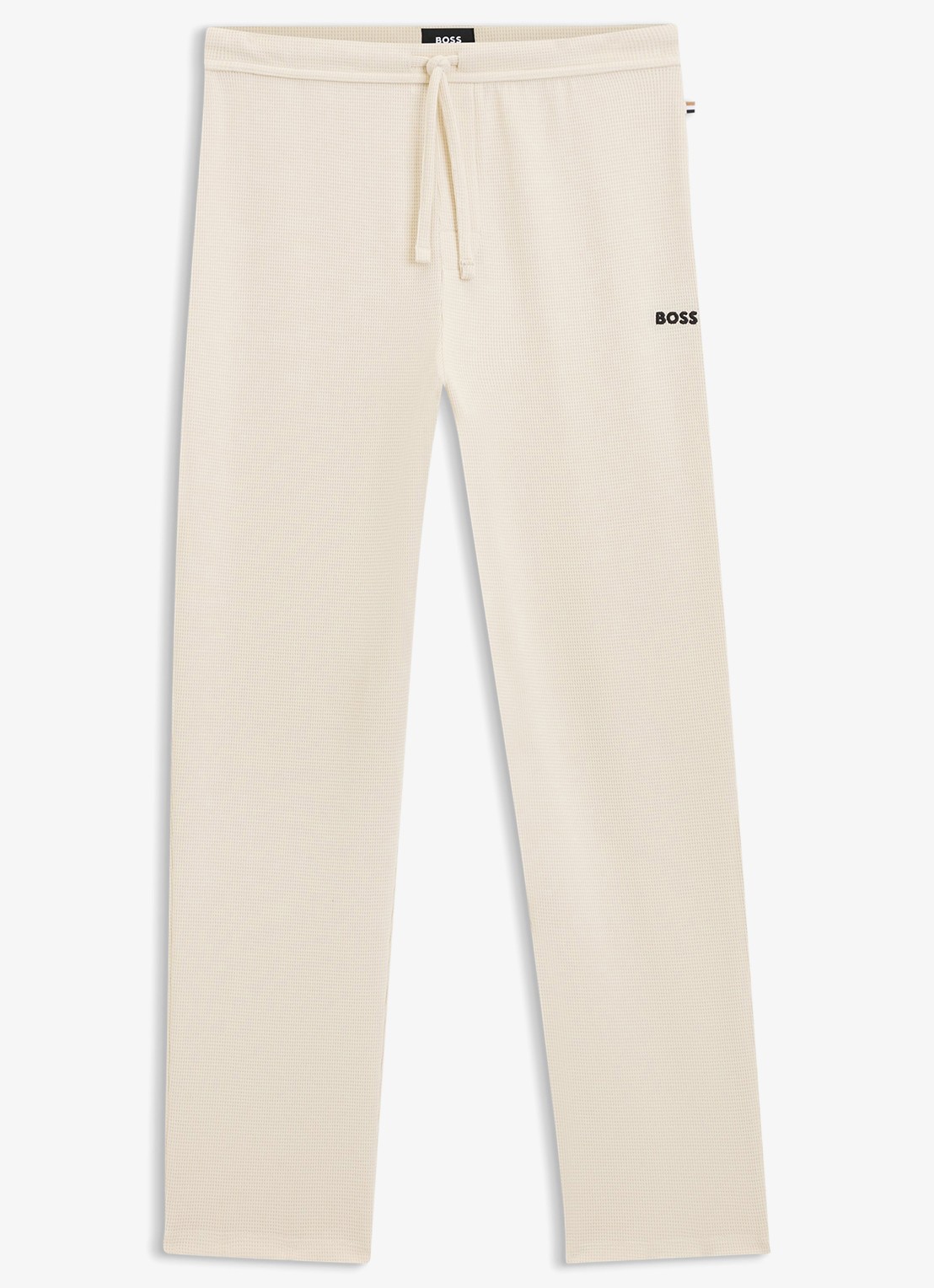 BOSS Pyjamabroek met structuur en logo - voorkant creme