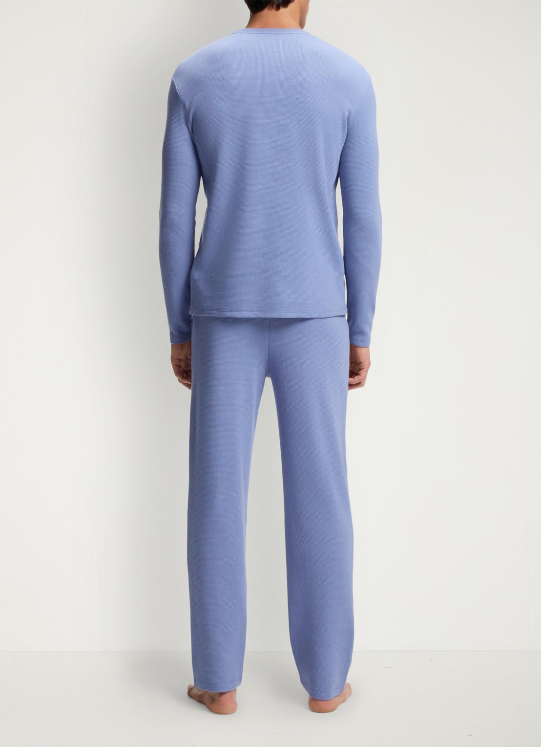 BOSS Pyjamabroek met structuur en logo - achterkant 3 blauwgrijs