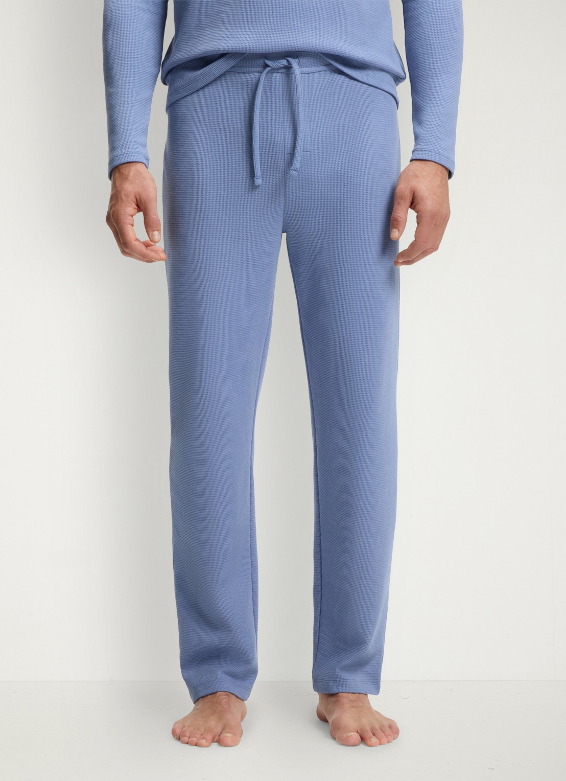 BOSS Pyjamabroek met structuur en logo - detail 4 blauwgrijs