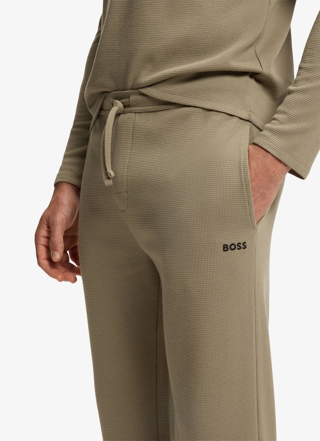BOSS Pyjamabroek met structuur en logo - detail 5 bruin