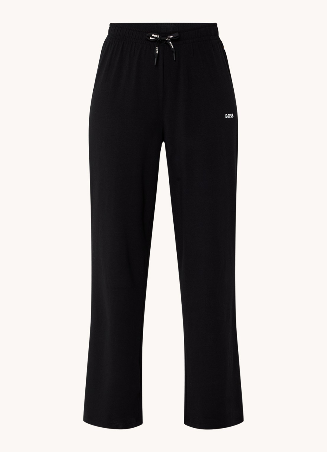 BOSS Pyjamabroek van  katoen met logo - voorkant 2 zwart