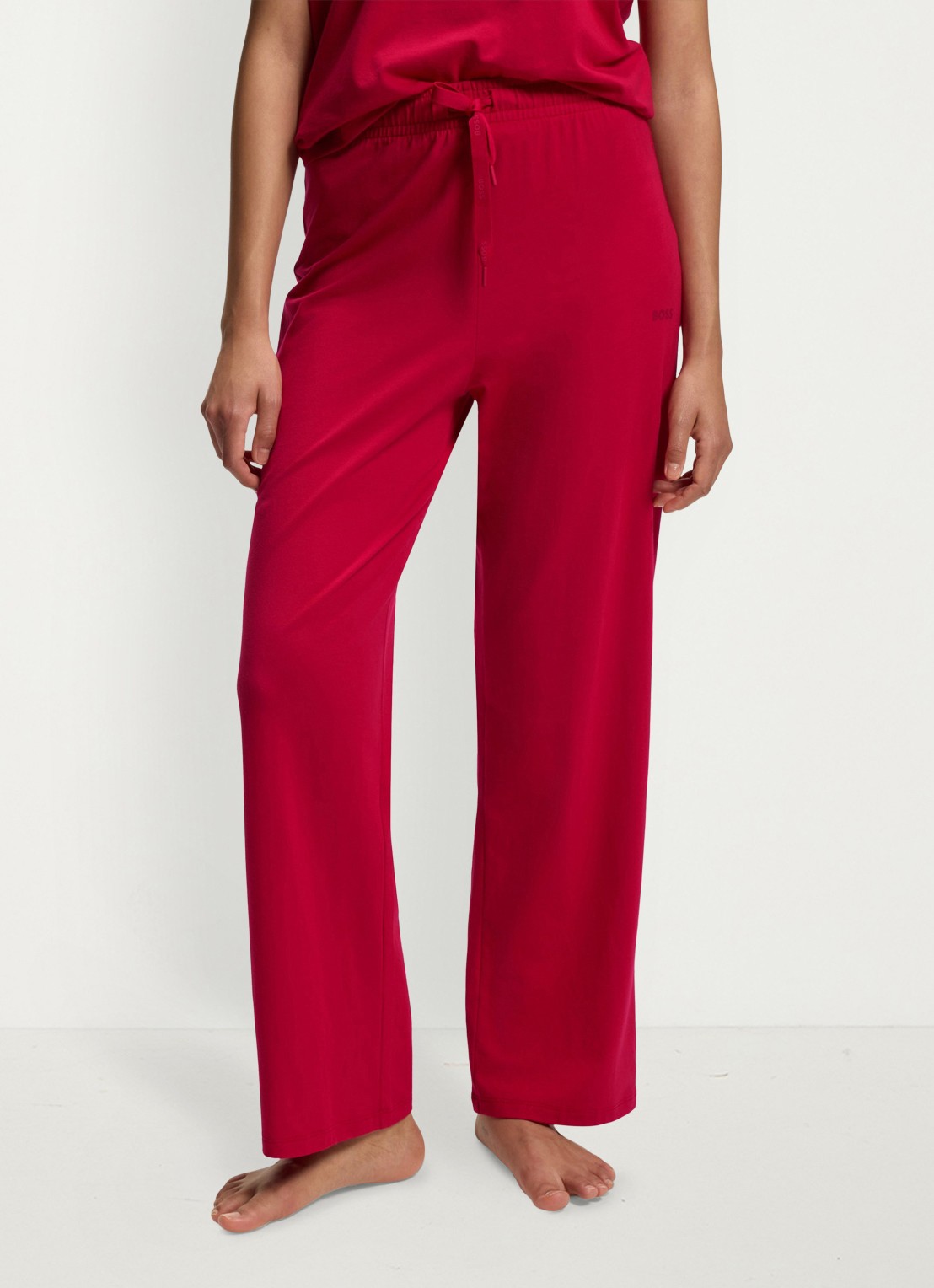 BOSS Pyjamabroek van  katoen met logo - detail rood
