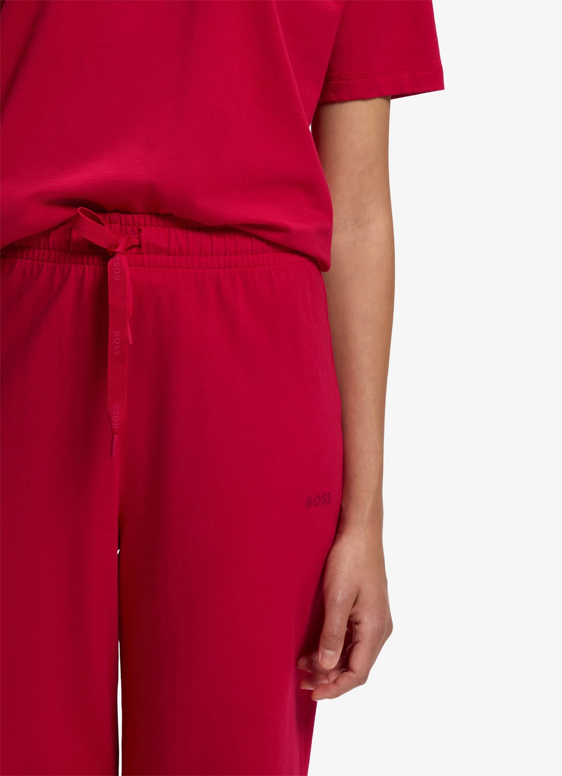 BOSS Pyjamabroek van  katoen met logo - detail 2 rood