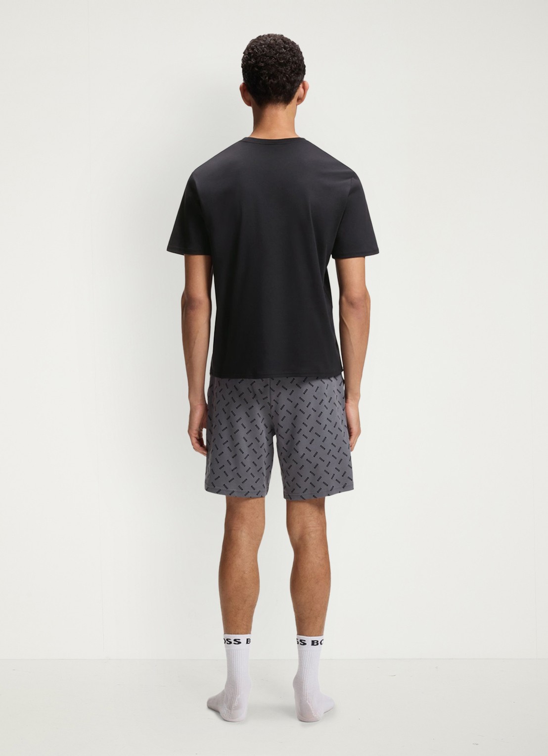 BOSS Pyjamaset met logo - achterkant 3 donkergrijs
