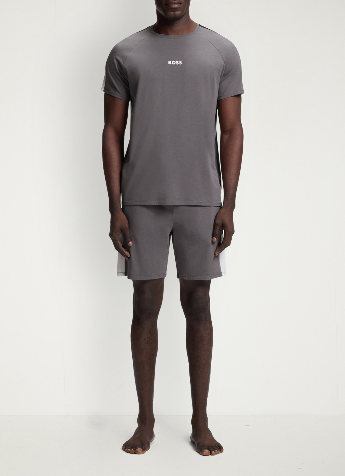 BOSS Pyjamaset met logo - detail 4 donkergrijs