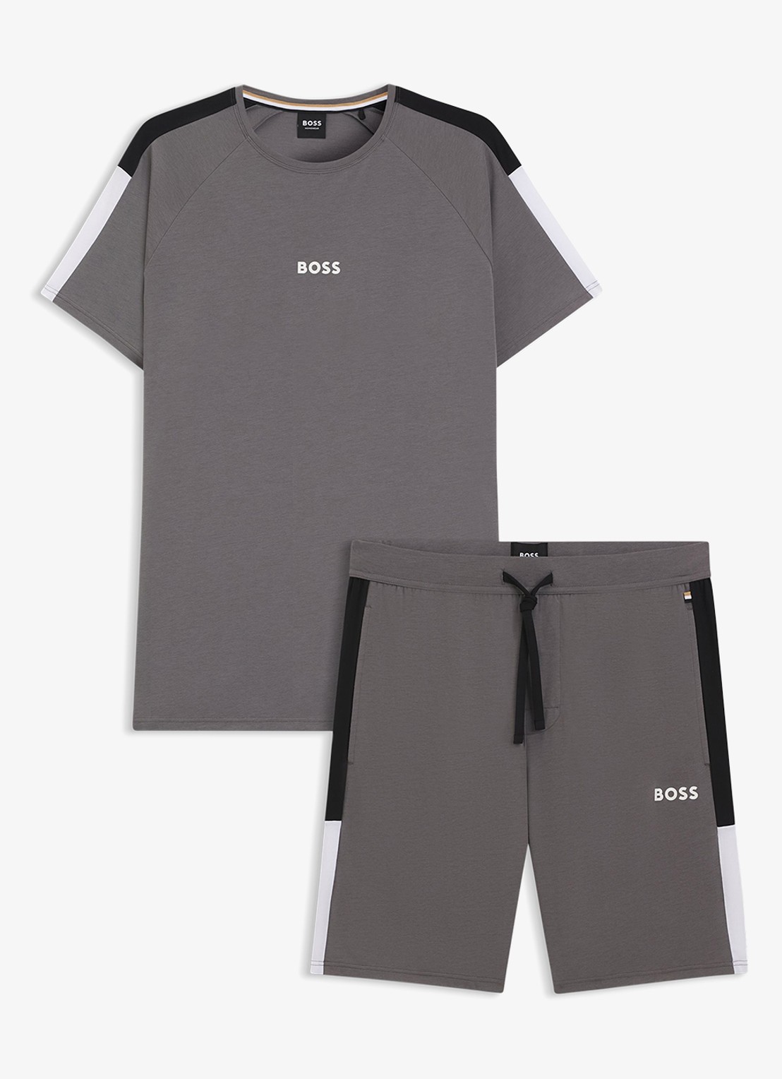 BOSS Pyjamaset met logo - voorkant 2 donkergrijs