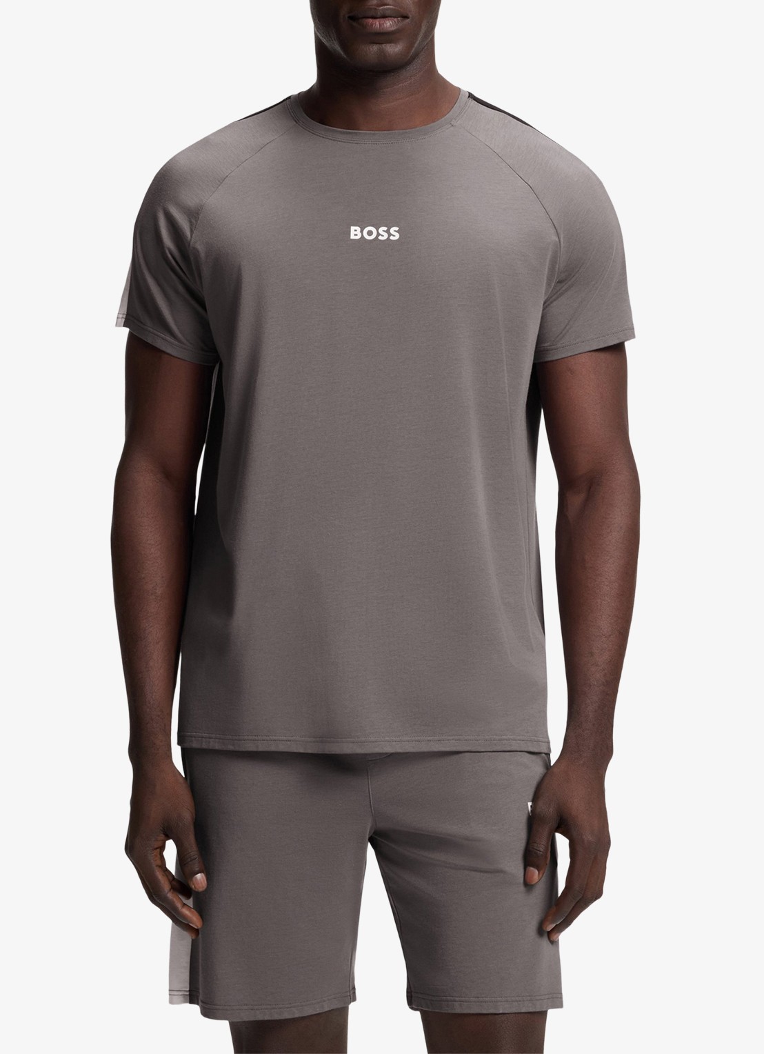 BOSS Pyjamaset met logo - voorkant 3 donkergrijs