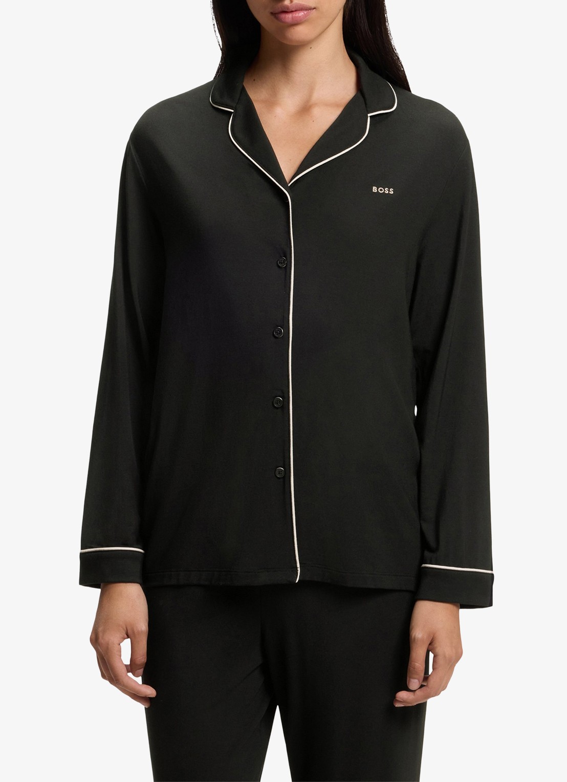 BOSS Pyjamaset met logo  - detail zwart