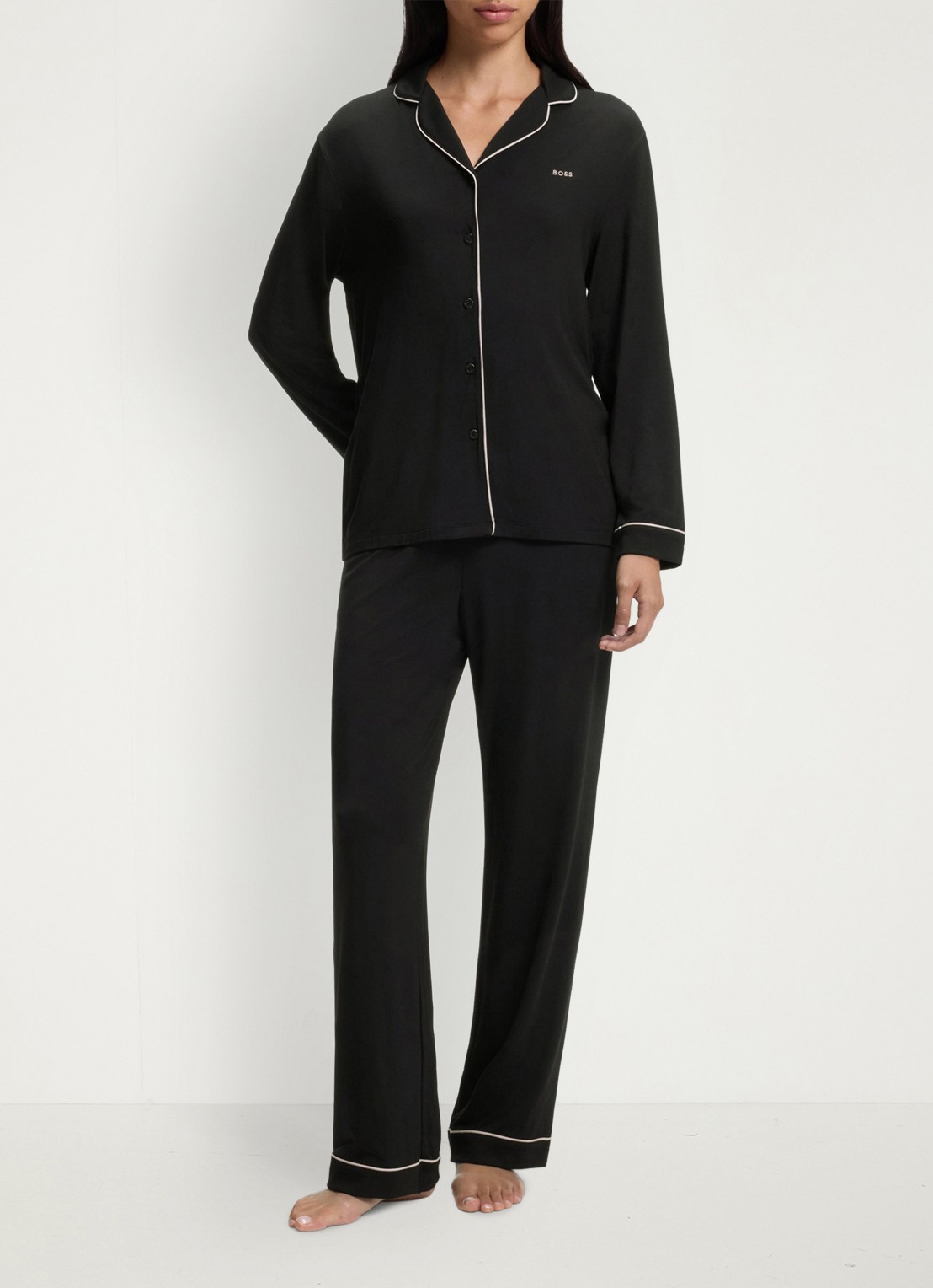 BOSS Pyjamaset met logo  - voorkant 4 zwart