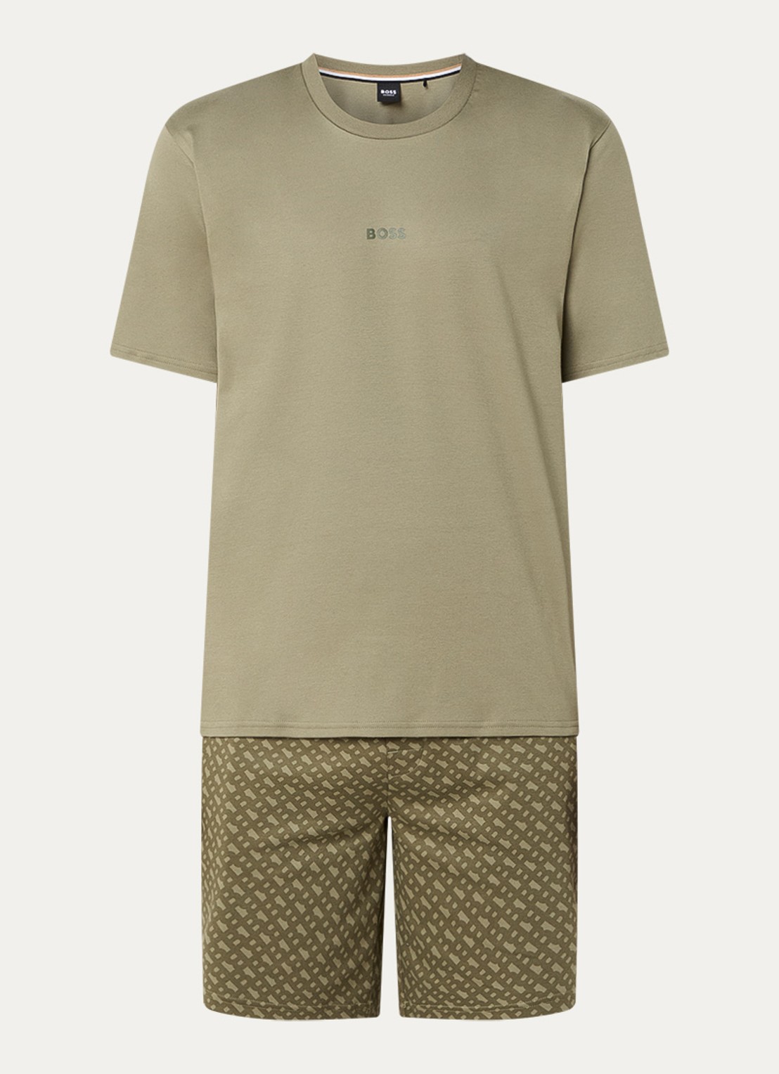 BOSS Pyjamaset met logoprint 2-delig - voorkant 3 open green-349 / groen