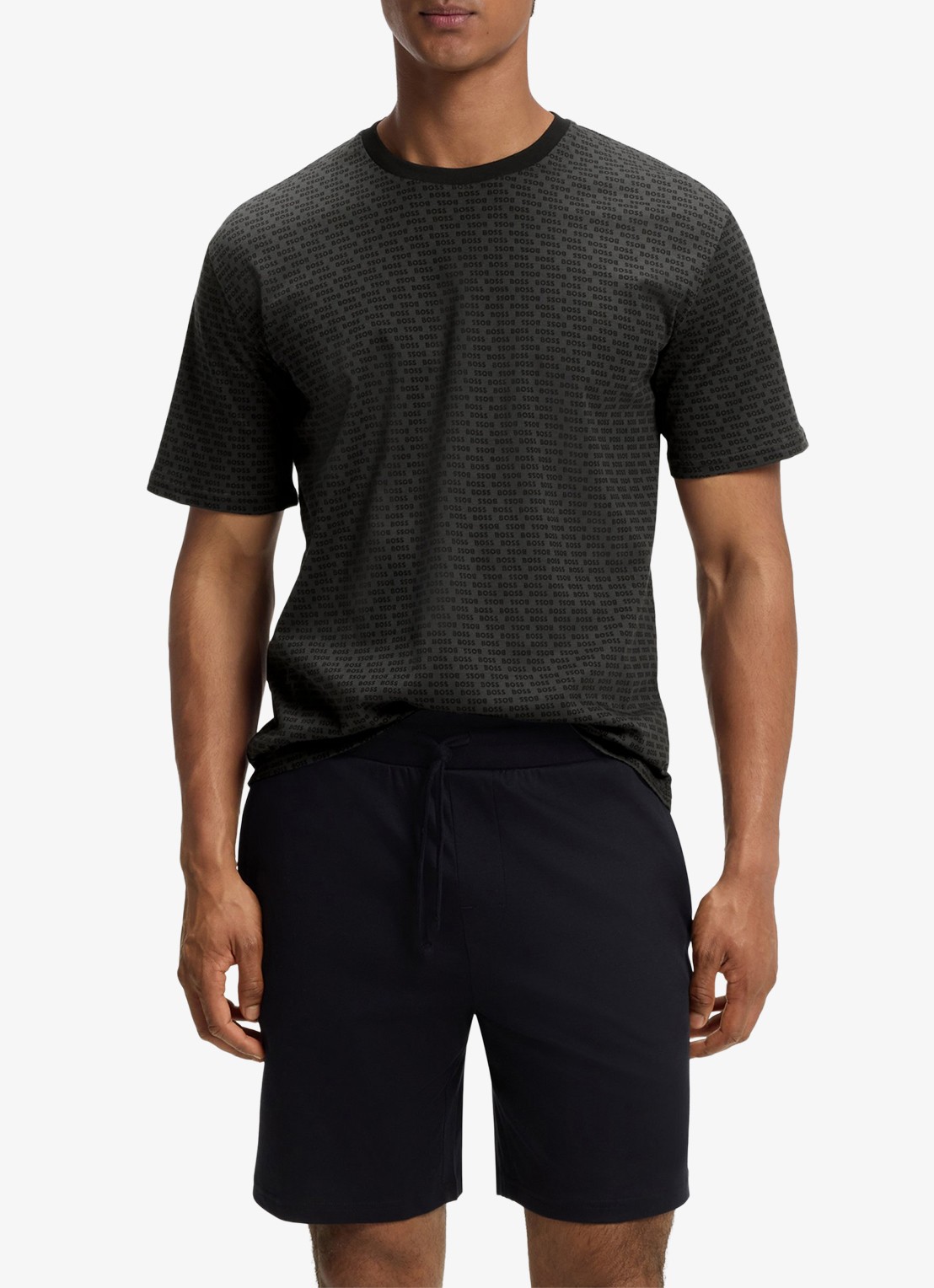 BOSS Pyjamaset met logoprint 2-delig - detail black-002 / zwart