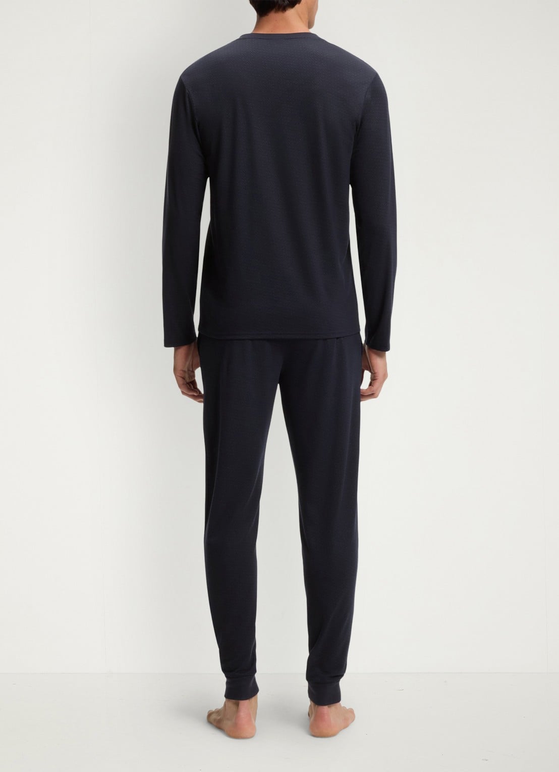 BOSS Pyjamaset  met structuur - achterkant donkerblauw